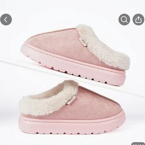 Plush Slip On Pink Cozy Luxury Indoor/Outdoor Platform  Slip-On Slippers NEW!
